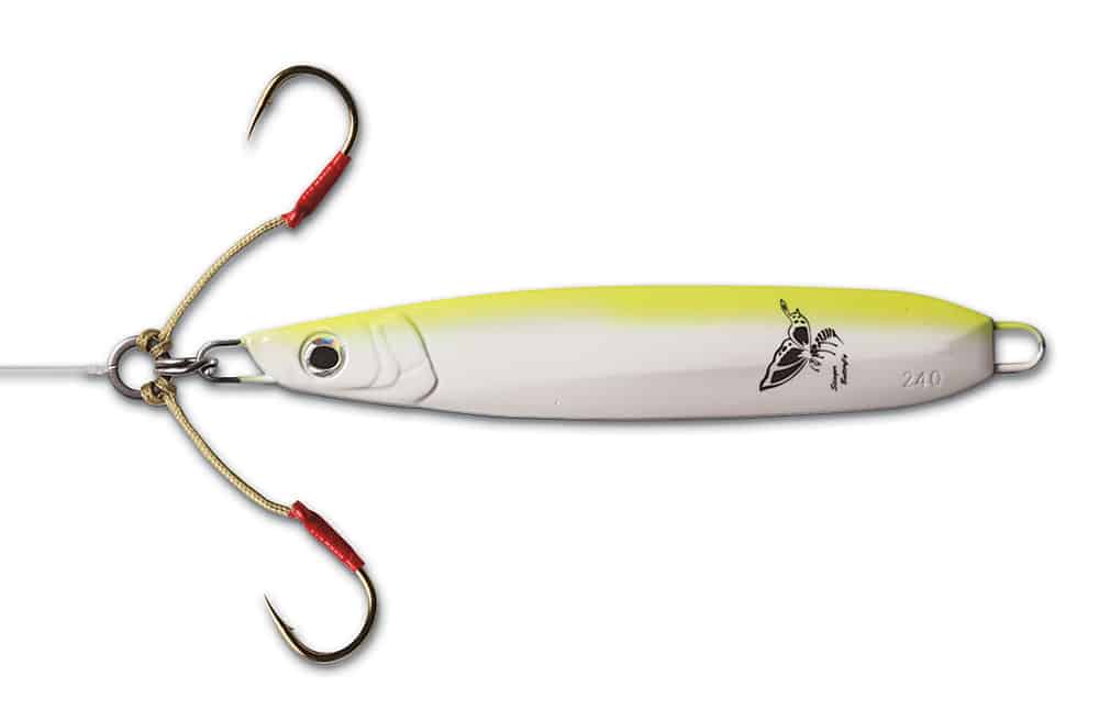 Shimano Butterfly hooks attached to iron fishing jig