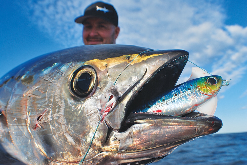 tuna caught with iron jig and braided fishing line