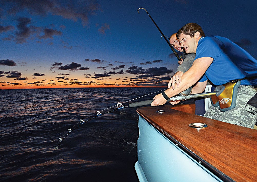 Fighting Bigeye Tuna at Night