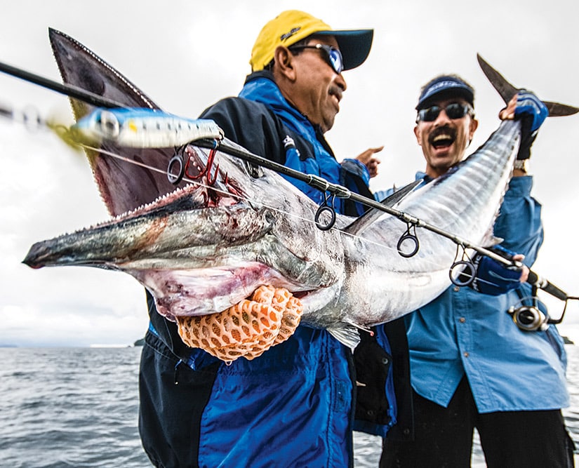 wahoo caught using metal jig fishing lure tactic