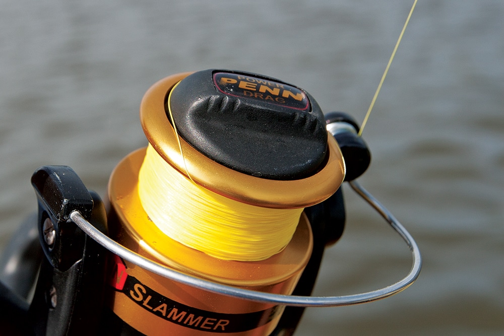 Fishing line on a spinning reel