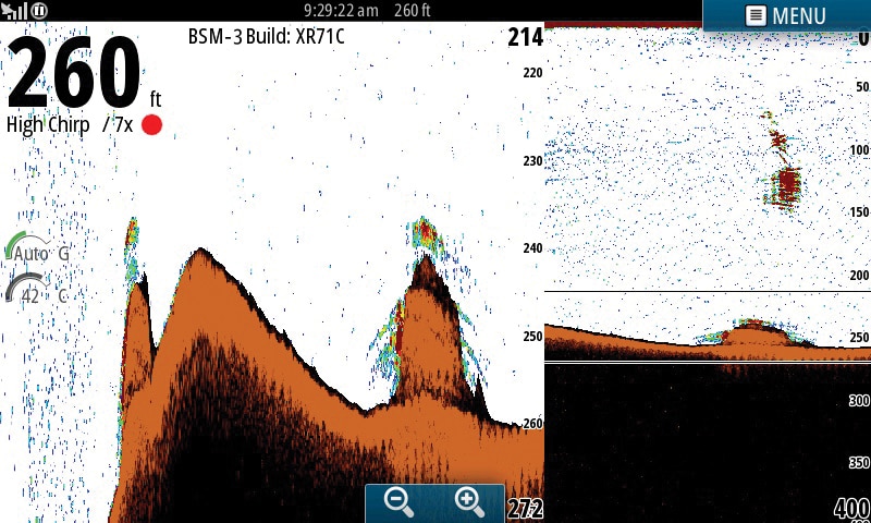 Fishing electronics sounder screen shot