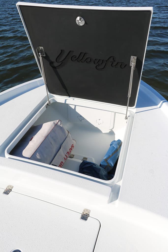 Yellowfin 21 Bay storage in bow