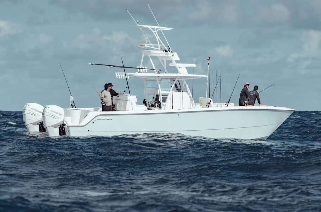 Large boat out fishing