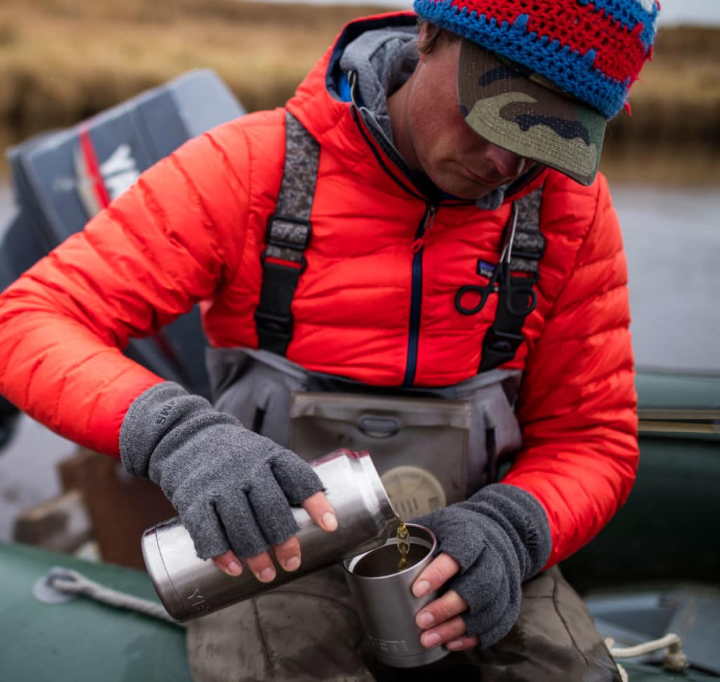 Pouring a warm drink