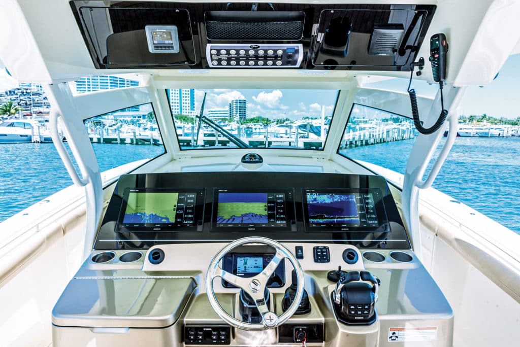 Helm on a fishing boat