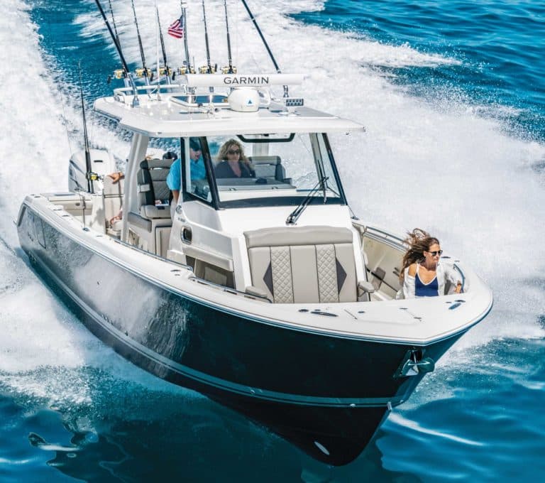 Pursuit boat in the ocean