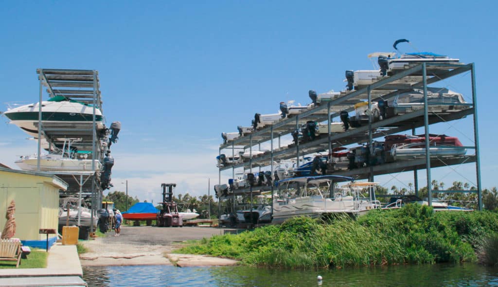 Boats on a rack