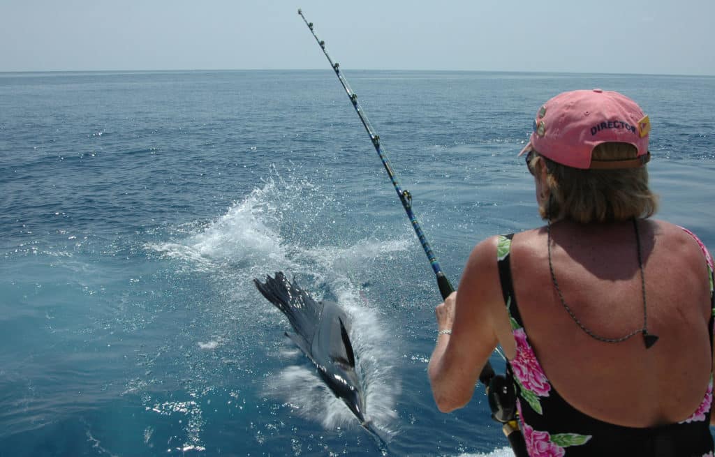 Joan Vernon catching sailfish