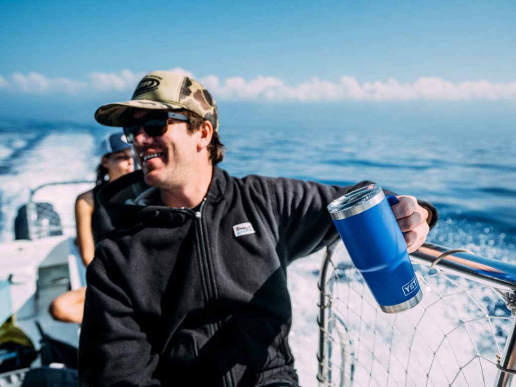 Angler with YETI’s Offshore Blue 20 oz Travel Mug