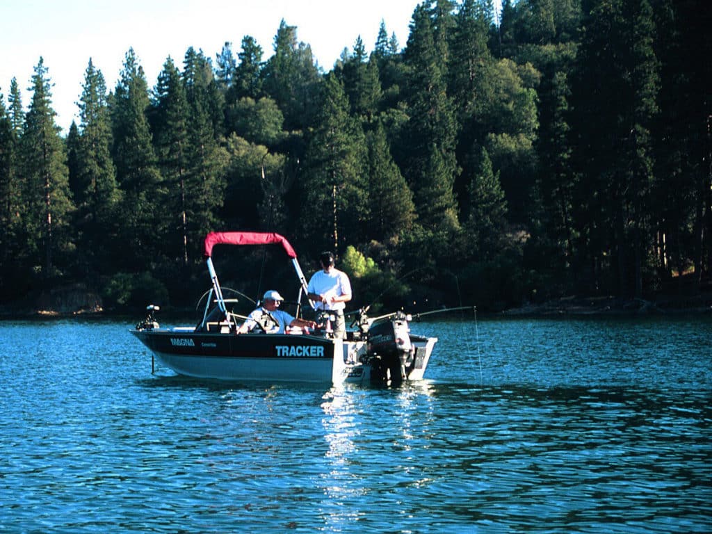 Anglers fishing for kokanee salmon