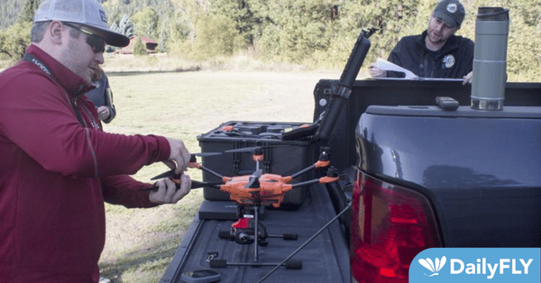 Drone being prepared for watching salmon