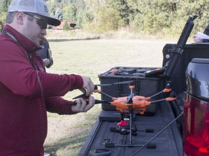 Drone being prepared for watching salmon