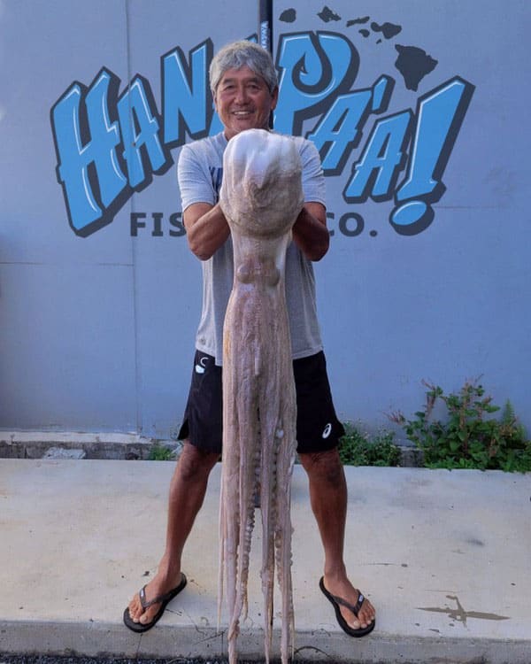 Michael Matsunaga with giant octopus