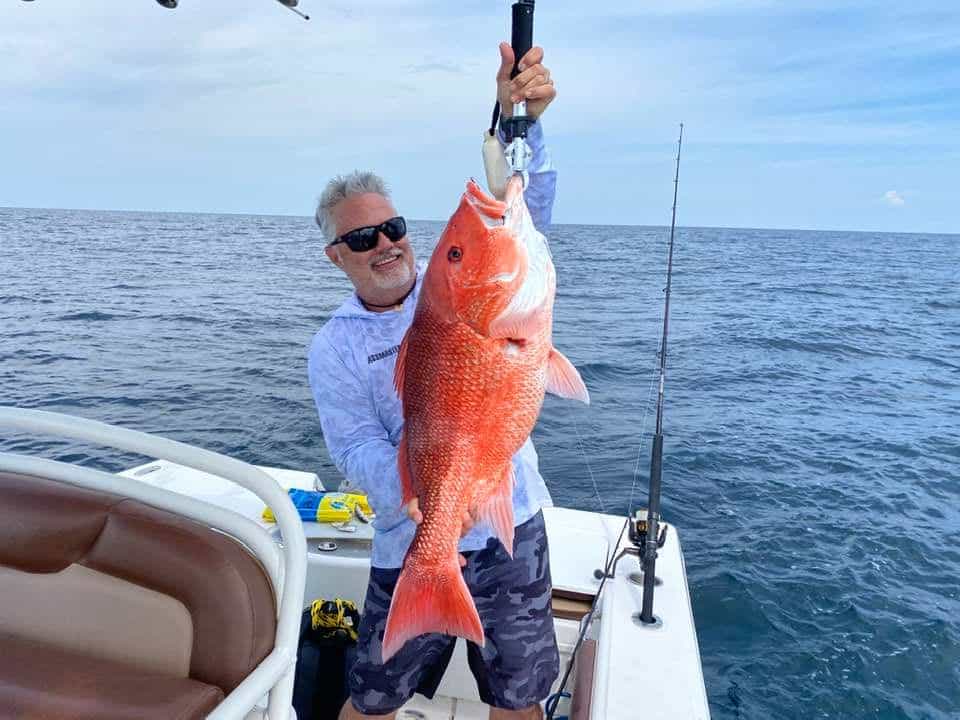 James Hall with large red snapper
