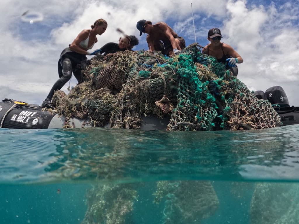 Ghost nets being removed