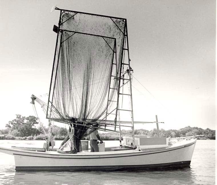 Fishing boat with nets