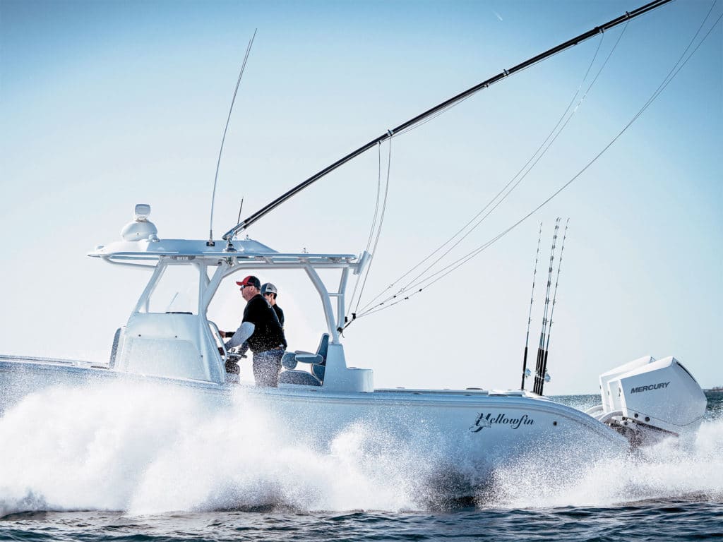 Yellowfin 36 Offshore cruising through waves