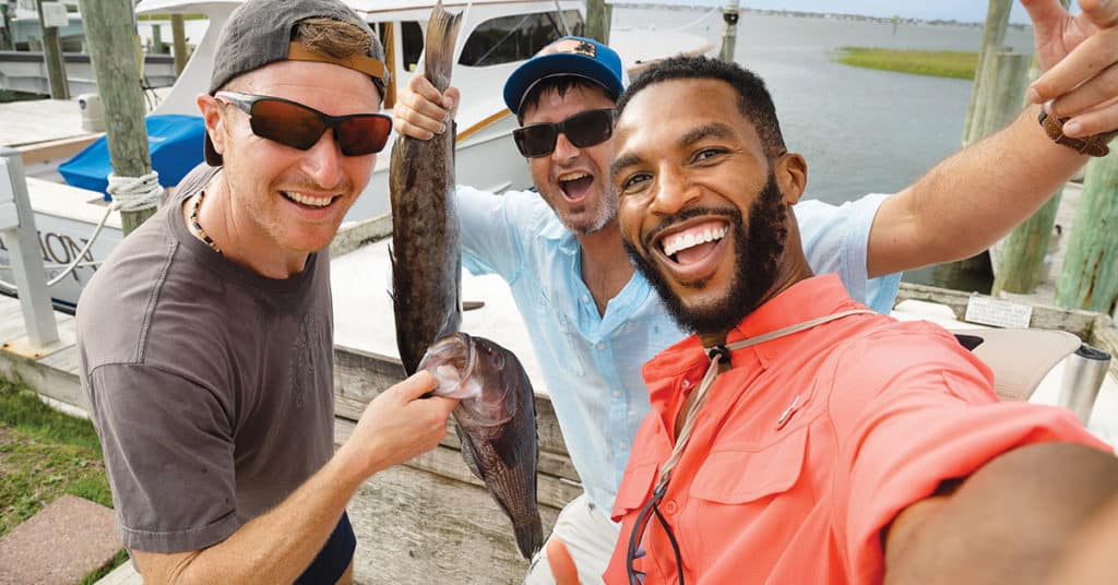 Anglers on dock