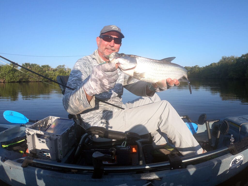 Tarpon caught in brackish pond on micro lure