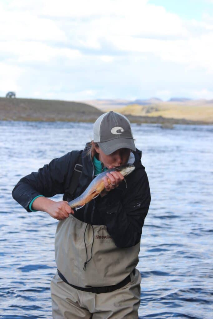 Jeanne Albanese with first arctic char