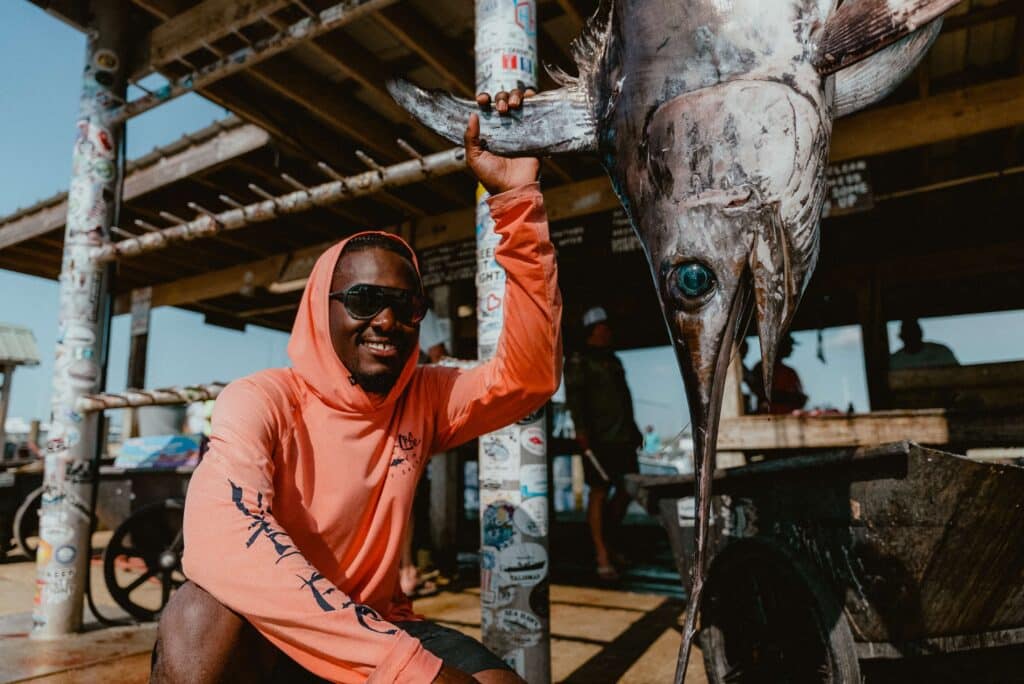 Emmanuel Williams with swordfish