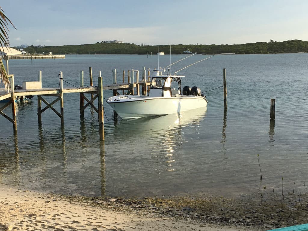 Boat docked in the Bahamas