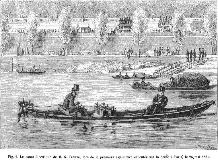 Outboard motorboat of Gustave Trouvé in 1881