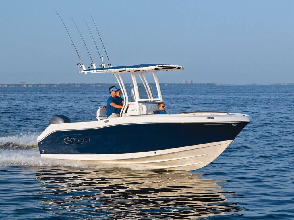 Robalo boat running out to fish