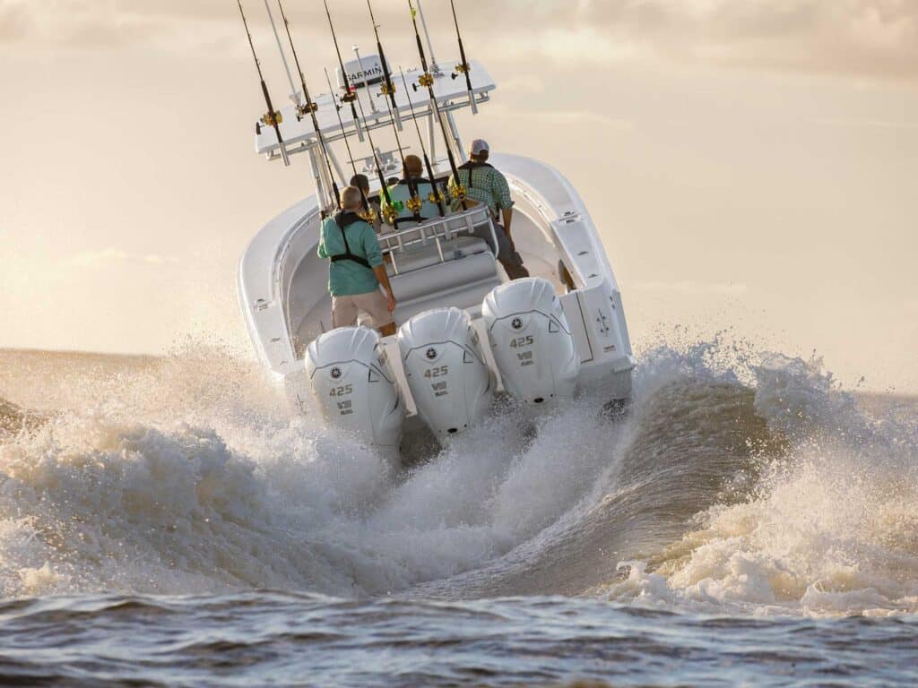 Yamaha outboards powering a fishing boat