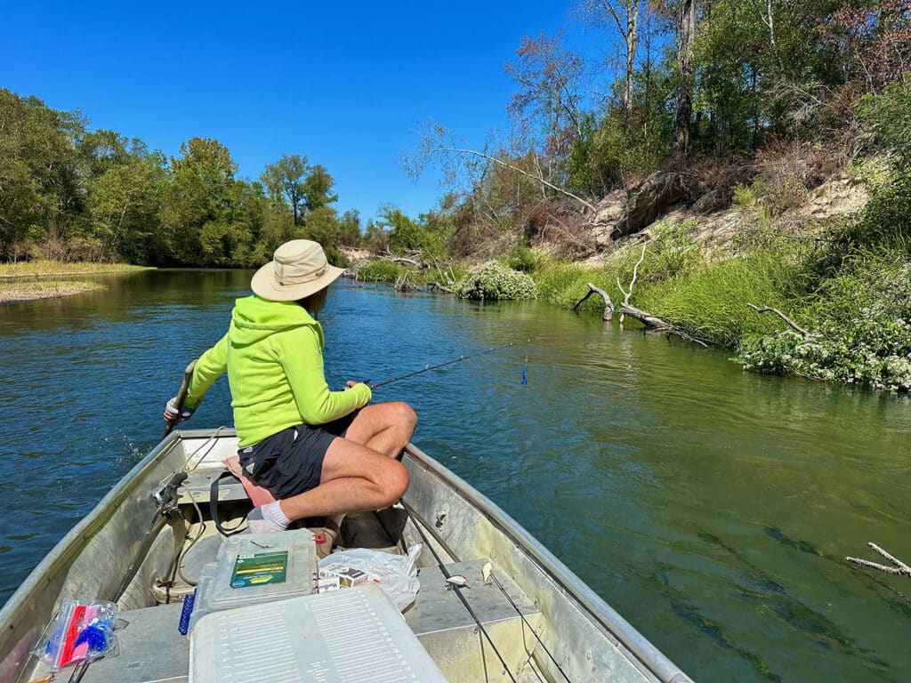 Drift fishing Louisiana river for bass