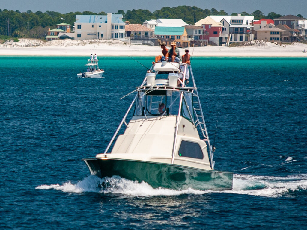 Sight fishing for cobia from a tower boat