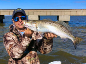 speckled trout caught at Lake Pontchartrain train trestle
