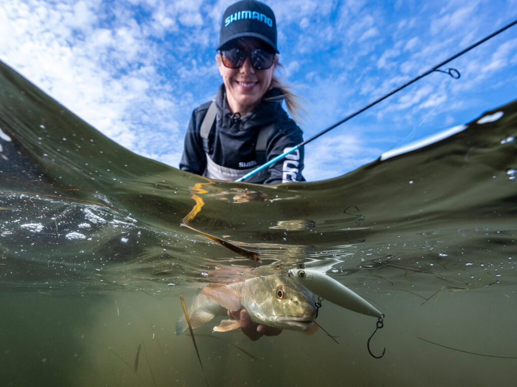 catching a Texas redfish on topwater
