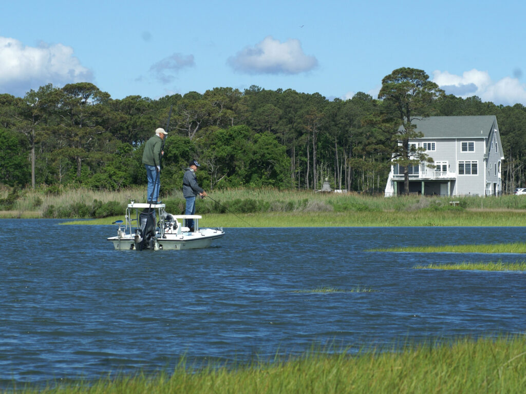 Fishing from a skiff in Maryland's backwaters.