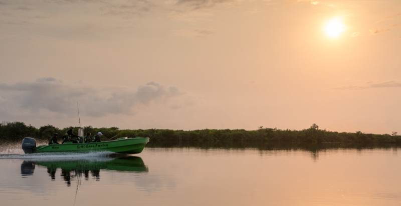 Fishing Gabon on the west African coast - crossing Ndogo Lagoon