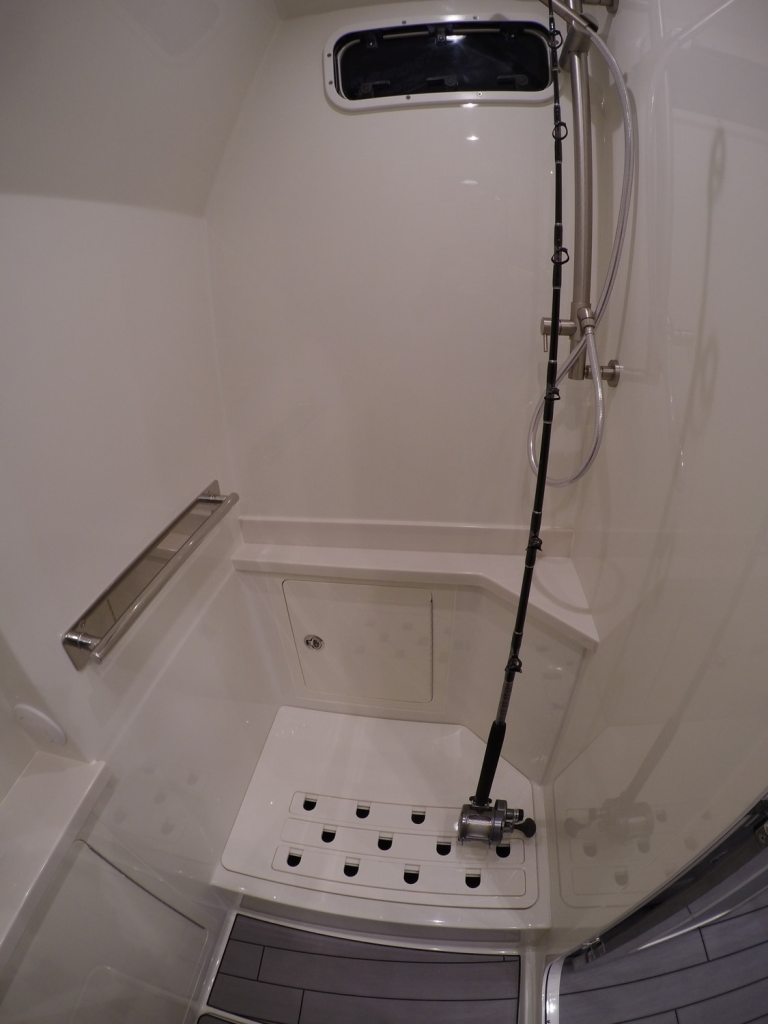 World's Most Expensive Center Console Fishing Boat — cabin shower