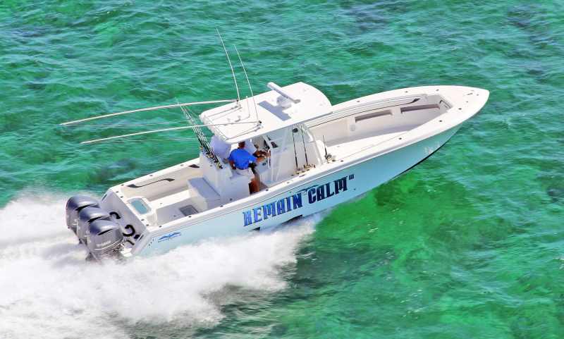 Invincible 36 aerial shot at sea