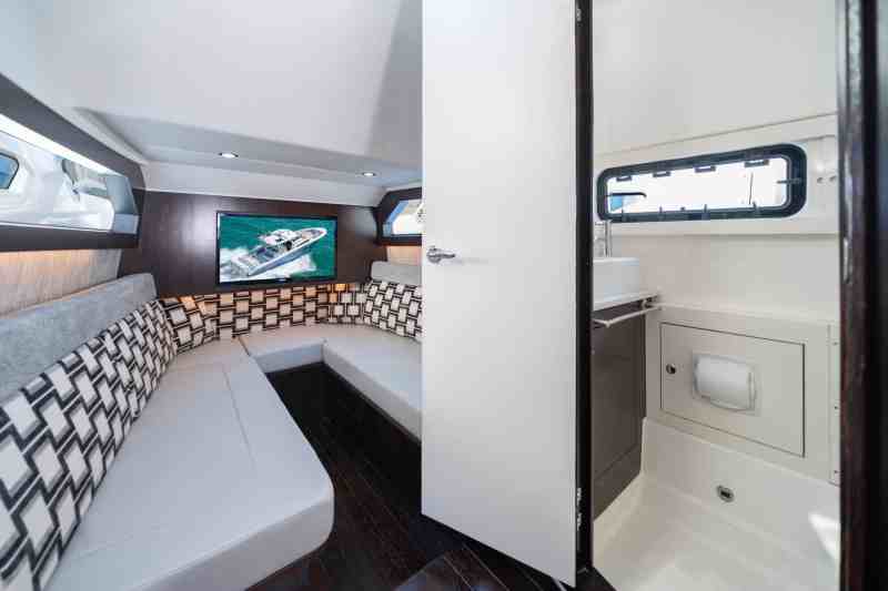 Pursuit S 428's bright cabin