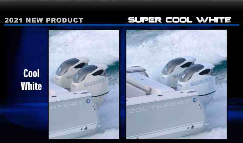 New super cool white Suzuki outboard