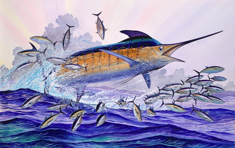 Guy Harvey painting blue sky
