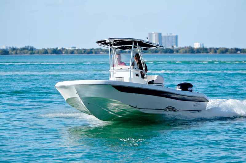 The Carolina Skiff 23 Ultra Elite in action Carolina Skiff's 23 Ultra Elite SS bay boat running nearshore offshore fishing