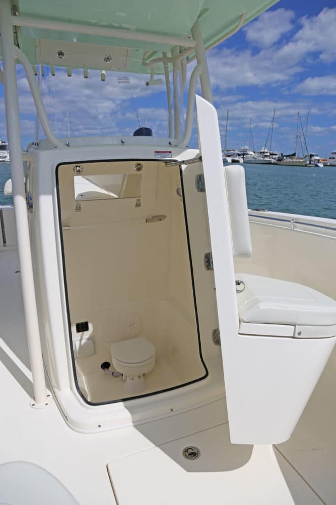 Cobia 261CC center console saltwater fishing boat pump-out head