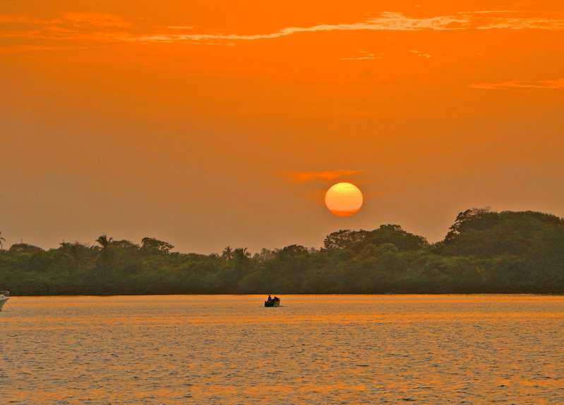 Panama San Blas Islands sunset fishing boat