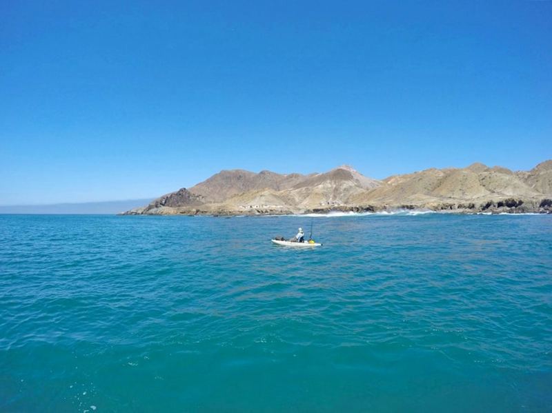 Kayak angler off Baja's Cedros Island