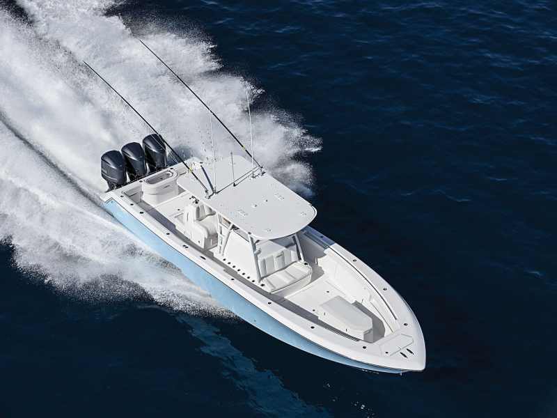 LOA: 39'2" | Beam: 11'0" | Fuel Capacity: 550 gal. | Dry Weight: 12,000 lb. w/ power | Max Horsepower: 1,400    | Certifications: NMMA