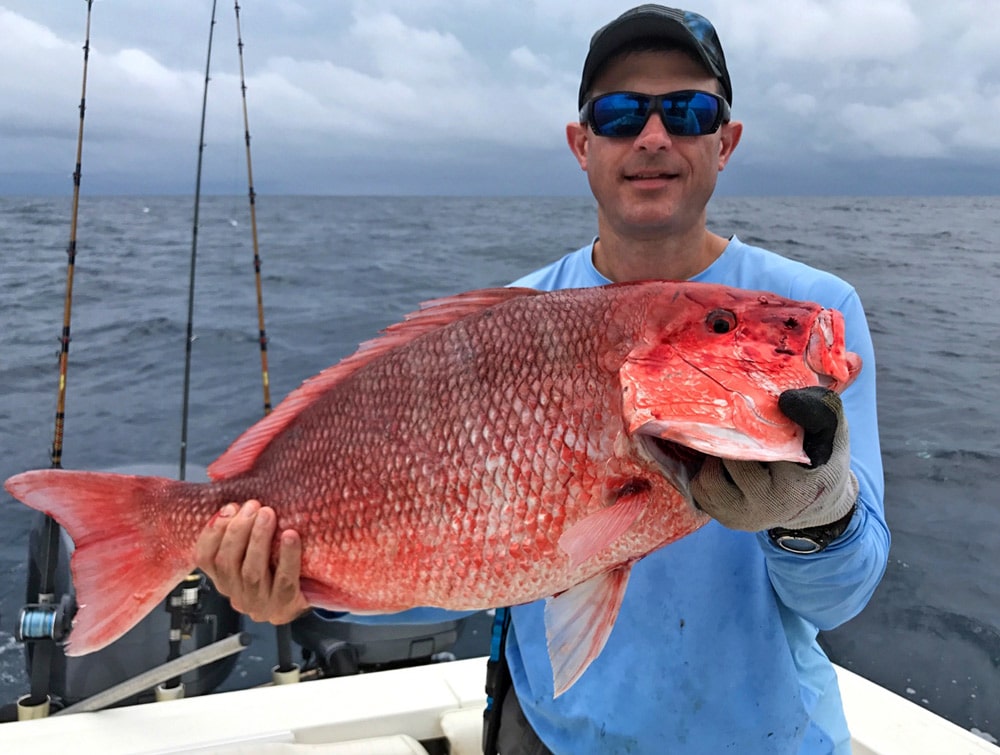 A big red snapper caught by an angler with Capt. Jay Sconyers, named a Top Charter Captain of the Year 2017 by Sport Fishing magazine fans