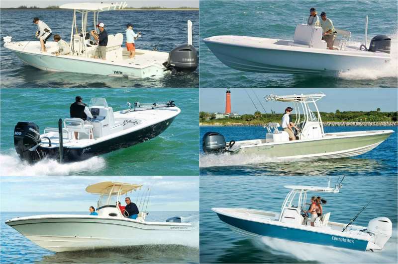For a closer look at specialized bay-boat crossovers, we examined the EdgeWater 240 IS, Everglades 243cc, Grady-White 251 CE, Yellowfin 24 Bay, and Pathfinder 2600 HPS Bay Crusher for their inshore and offshore capabilities. They're listed from shortest LOA to longest.