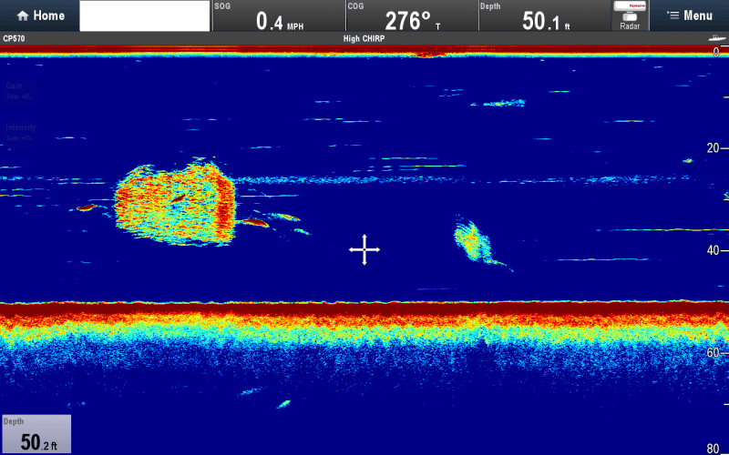 Raymarine CP570/R599 CHIRP Sounder Screenshots