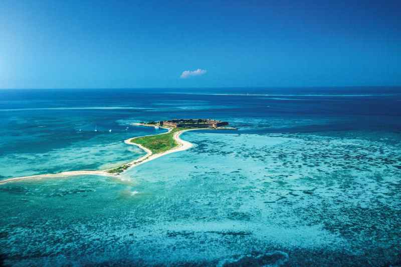 The waters surrounding Florida’s Dry Tortugas offer outstanding angling opportunities. Dry Tortugas from overhead